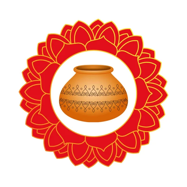 Icona decorazione pentola ceramica diwaly — Vettoriale Stock