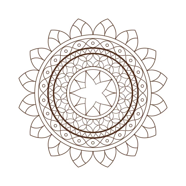 Navratri mandala met bruine kleur in witte achtergrond decoratie hindoe — Stockvector