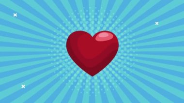 Dünya kalp günü animasyonu, kalp ve güneş patlaması.