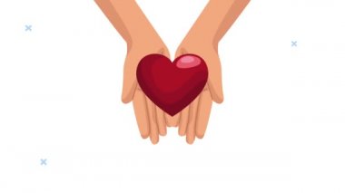 Dünya kalp günü animasyonu Elleri kaldıran kalp