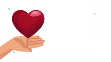 Dünya kalp günü animasyonu, el kaldıran kalple.