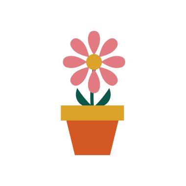 ayçiçeği yetiştirme bitkisi seramik çömlek düz stil ikon