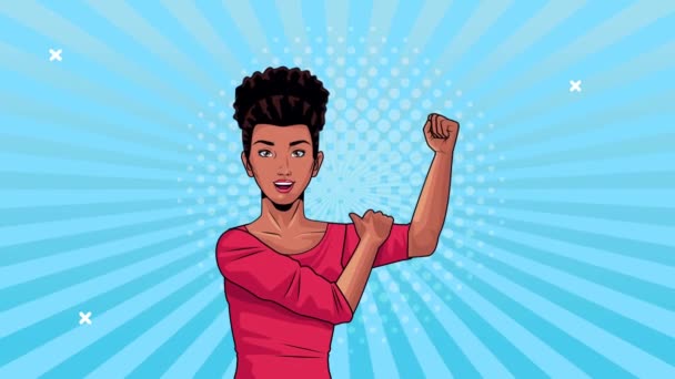 非洲女强人流行艺术风格动画角色 — 图库视频影像