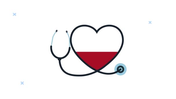 心臓と聴診器で世界の心臓の日のアニメーション — ストック動画