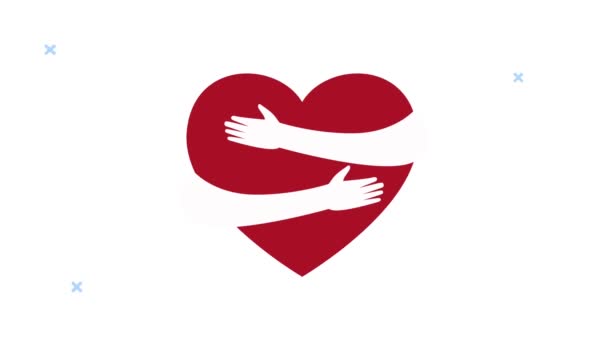 World heart day animation with hands huging heart — Stock Video