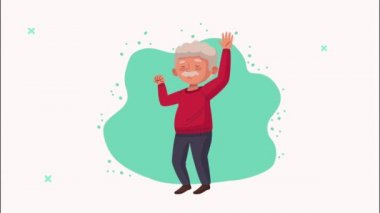 Dans eden sevimli yaşlı adam çizgi film karakteri