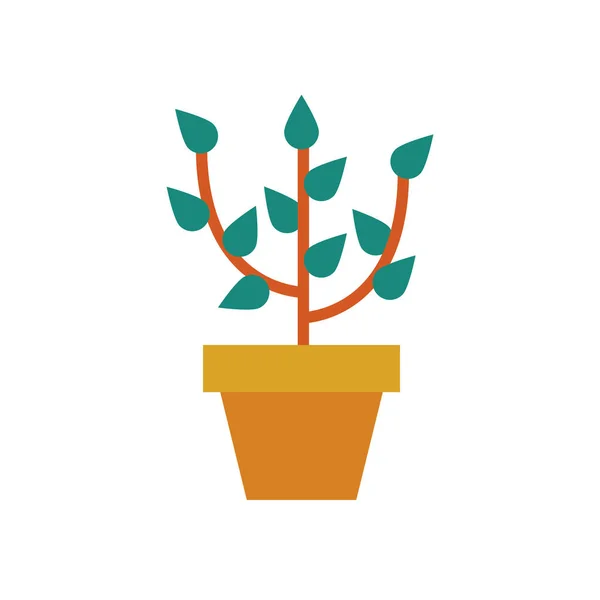 Planta de crecimiento en maceta de cerámica icono de estilo plano — Vector de stock