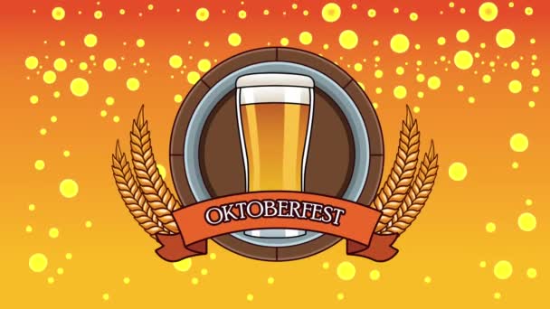 Glad oktoberfest fest animation med öl emblem — Stockvideo