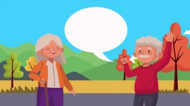 Dans eden yaşlı çift karakterleri.