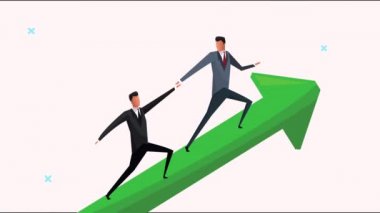 Başarılı iş adamları takım tırmanma oku