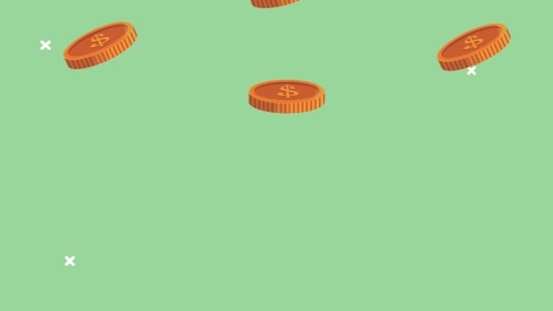 Regen Münzen Geld Dollar Animation — Stockvideo
