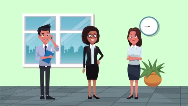 Elegante succesvolle zakenmensen animatie personages — Stockvideo