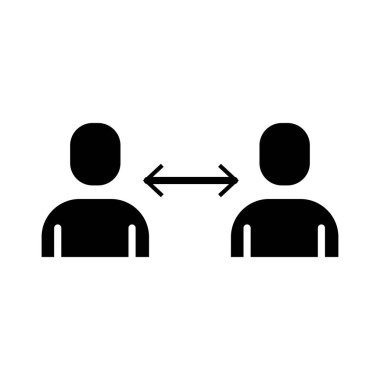 Sosyal uzaklık siluet biçimi simgesi