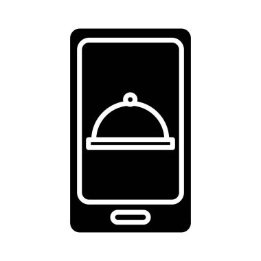 Tepsi siluet biçimi simgesi olan akıllı telefon