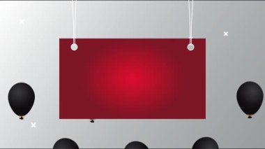 Etiket balonlarla asılı helyum