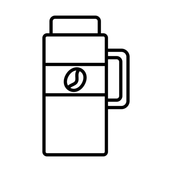 Thermos con icona in stile grana di caffè — Vettoriale Stock