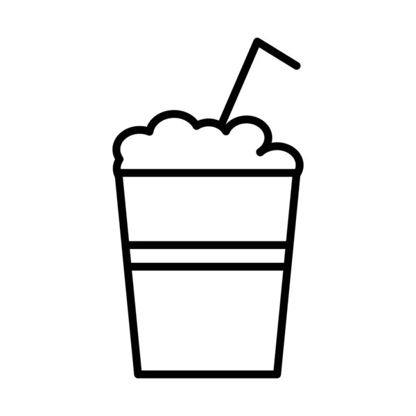 Recipiente de plástico de café com ícone de estilo de linha de palha — Vetor de Stock