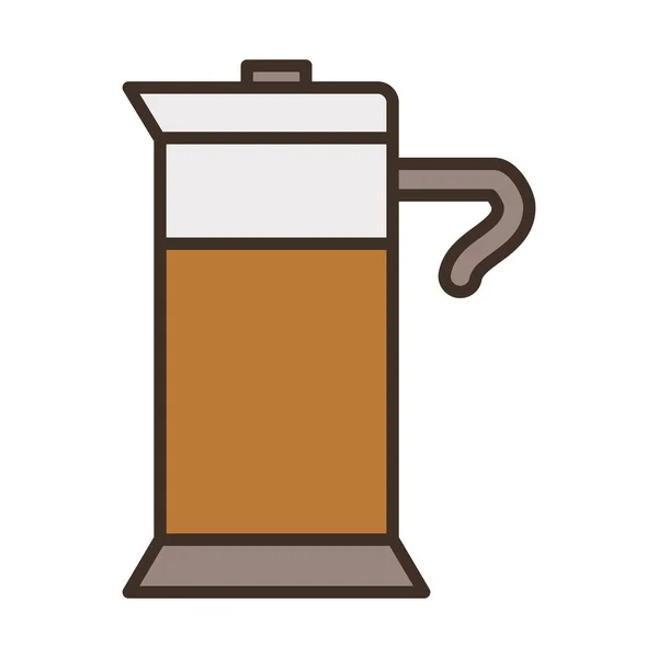 Naczynia czajnik kawowy wypełnić ikonę stylu — Wektor stockowy