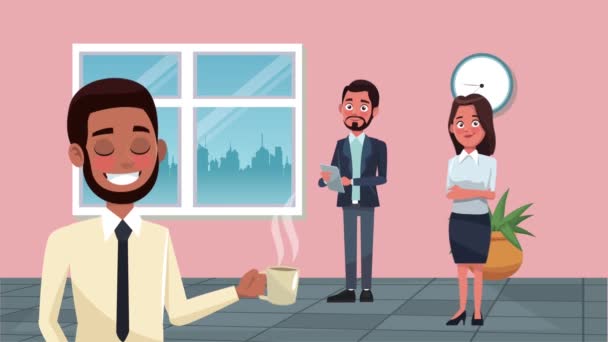 Elegante succesvolle zakenmensen animatie personages — Stockvideo