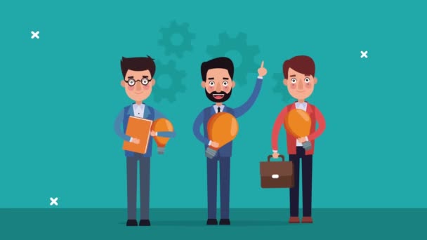 Successful businessmen team animation characters — Stock Video
