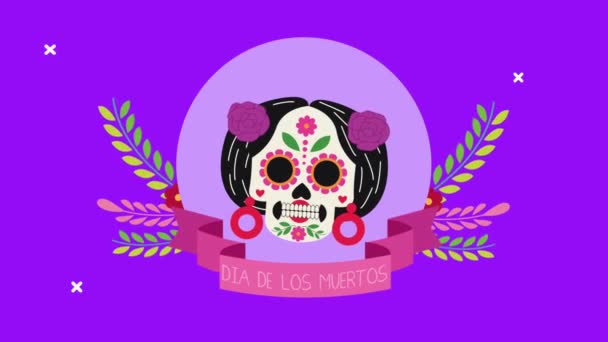 Dia de los muertos празднование с черепом Катрины — стоковое видео