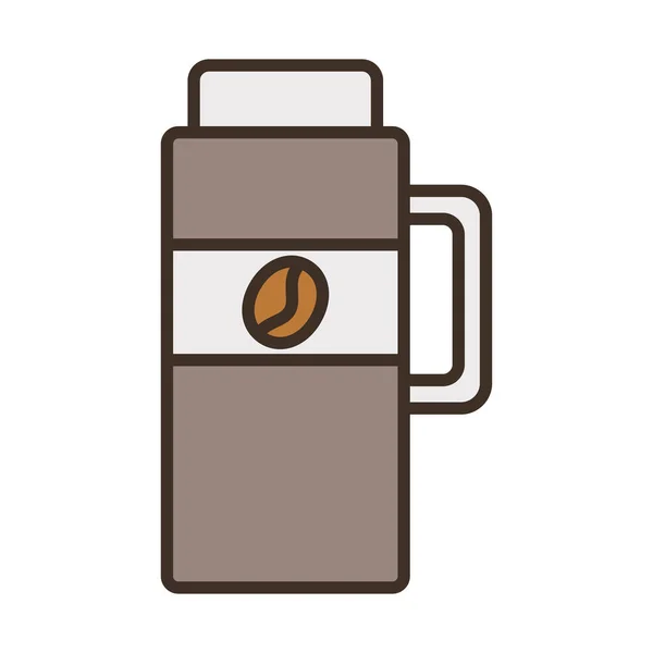 Termos con grano de café relleno icono de estilo — Vector de stock