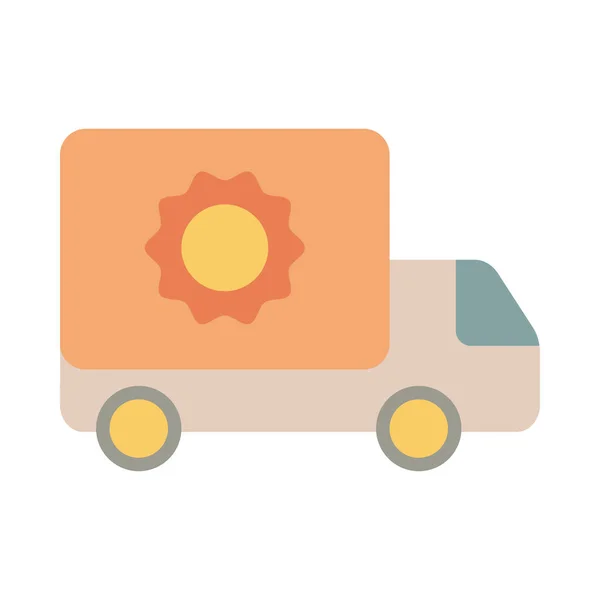 Caminhão com girassol jardinagem ícone de estilo plano — Vetor de Stock