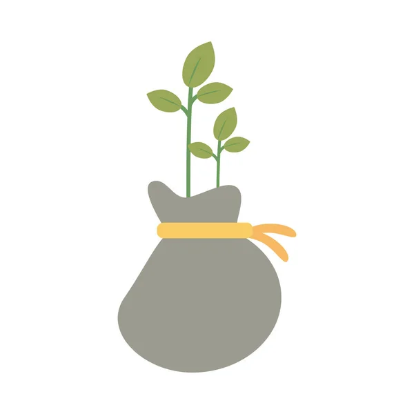 Jardinería de plantas en saco icono de estilo plano — Vector de stock