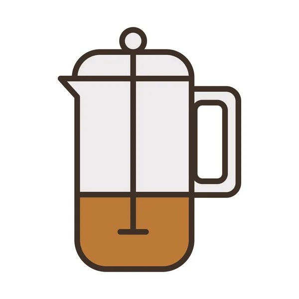 Taepot com bebida de café ícone estilo preenchimento — Vetor de Stock
