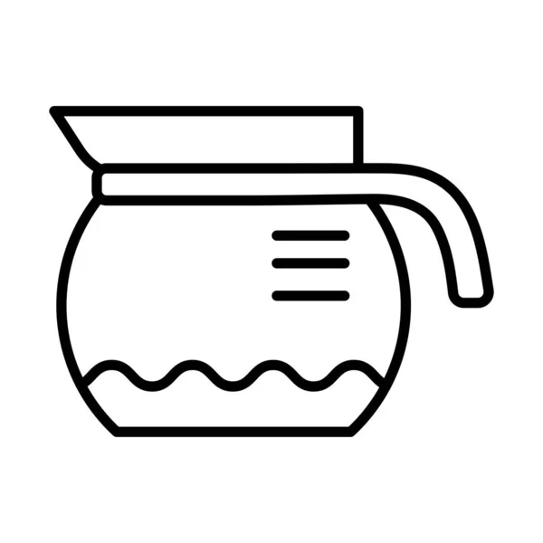 Taepot med kaffe dryck linje stil ikon — Stock vektor