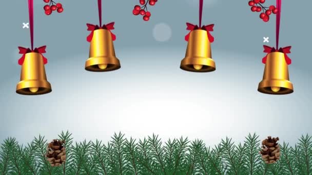 Счастливого Рождества с висячими колокольчиками — стоковое видео