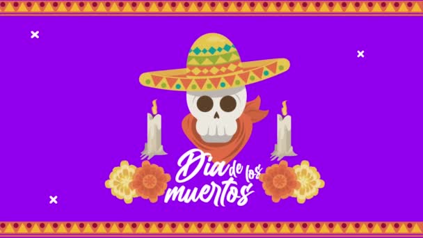 Dia de los muertos perayaan surat dengan tengkorak mariachi — Stok Video