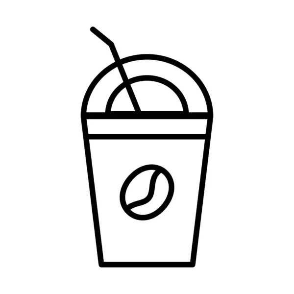 Контейнер для кофе и икона соломенной линии — стоковый вектор