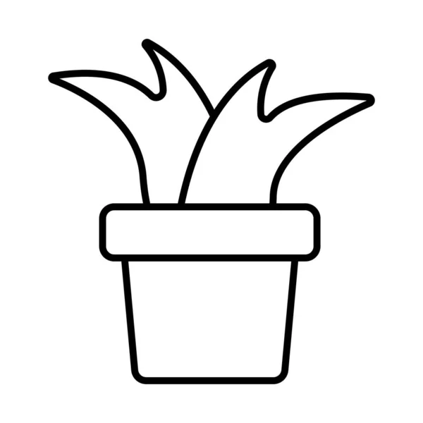 Planta de crescimento no ícone de linha de vaso de cerâmica —  Vetores de Stock
