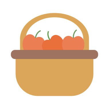 saman sepeti içinde elmalar düz stil simgesi