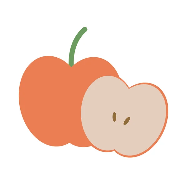 Manzana fruta fresca icono de estilo plano — Vector de stock