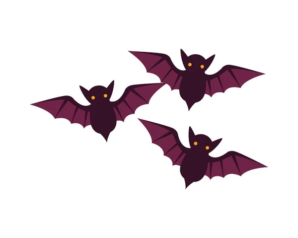 Chauves-souris halloween volant icônes isolées — Image vectorielle