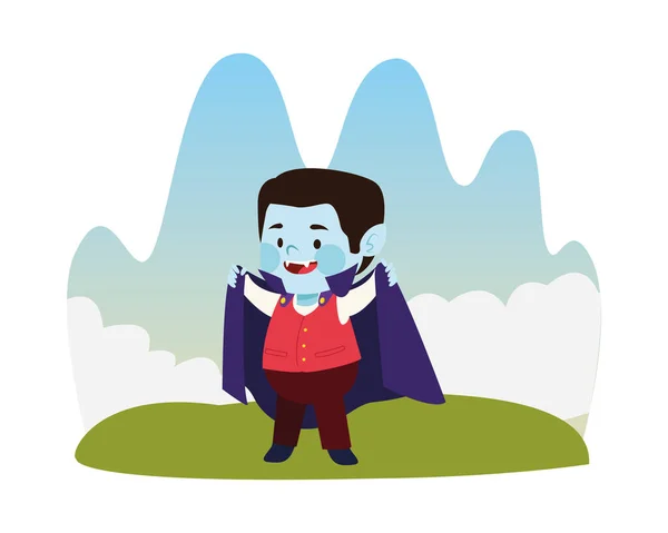 Cute little boy dressed as a dracula character — Stock Vector