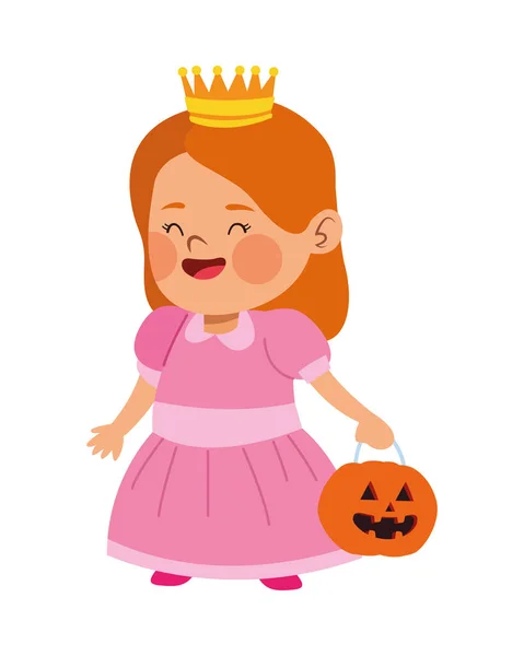 Mignonne petite fille habillée en personnage de princesse — Image vectorielle