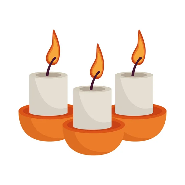 Velas fuego llamas aislados iconos — Vector de stock