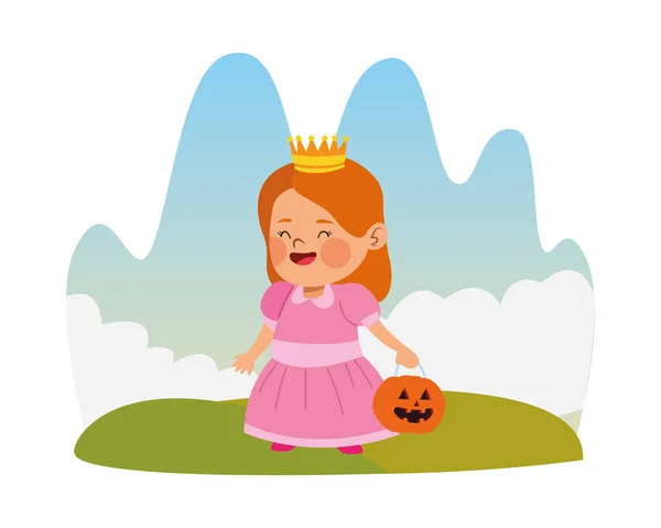 Linda niña vestida como un personaje de princesa — Vector de stock