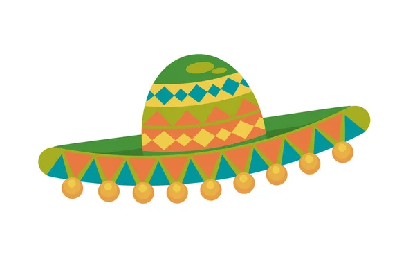 Tradicional icono de estilo plano sombrero mexicano — Archivo Imágenes Vectoriales