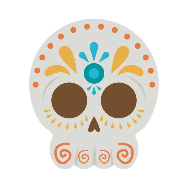 Hagyományos mexikói koponya fej lapos stílusú ikon — Stock Vector