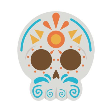 Geleneksel Meksika kafatası düz stil simgesi