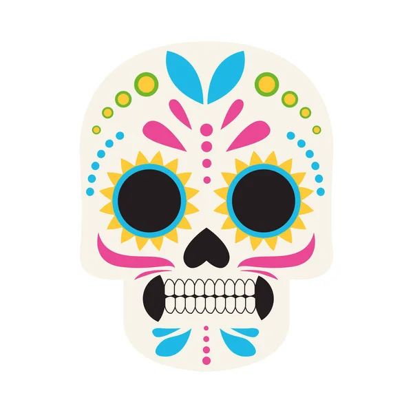 Tête de crâne mexicaine traditionnelle icône de style plat — Image vectorielle