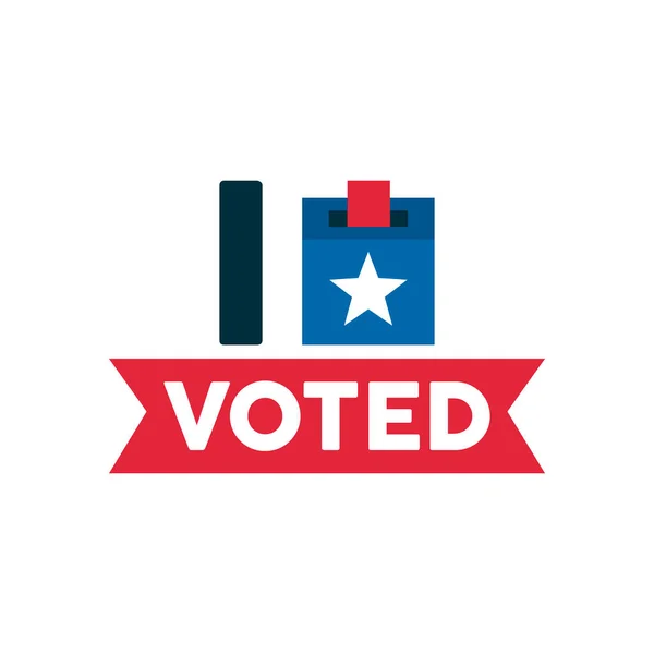 Ik heb gestemd belettering met stembus en lint — Stockvector