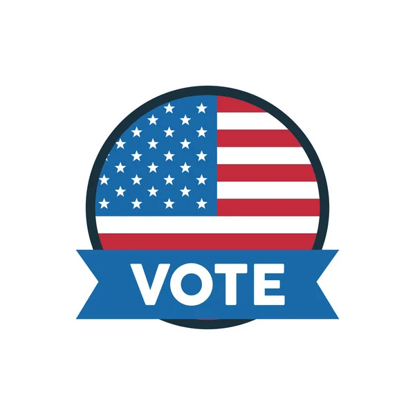 Ψηφοφορία λέξη ημέρα των εκλογών με κυκλική σημαία ΗΠΑ — Διανυσματικό Αρχείο