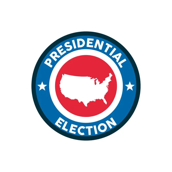 Prezidentské volby s nápisem mapa razítka — Stockový vektor