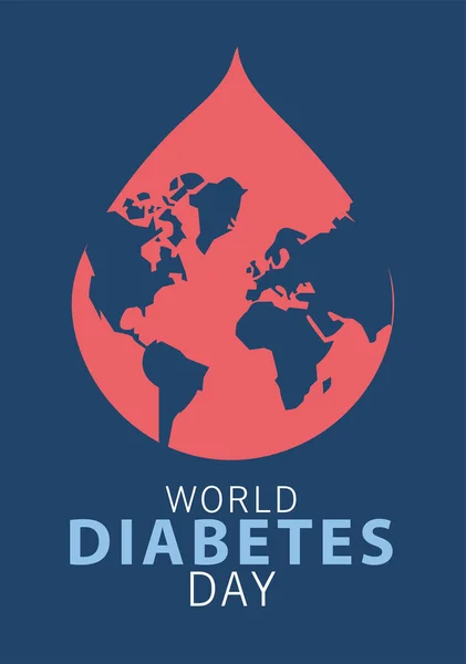 세계 당뇨병의 날 운동과 지구의 혈 액량 감소 — 스톡 벡터
