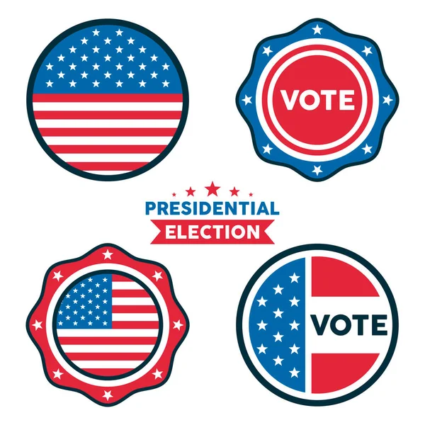 Paquete de cuatro iconos de elecciones presidenciales de EE.UU. — Vector de stock
